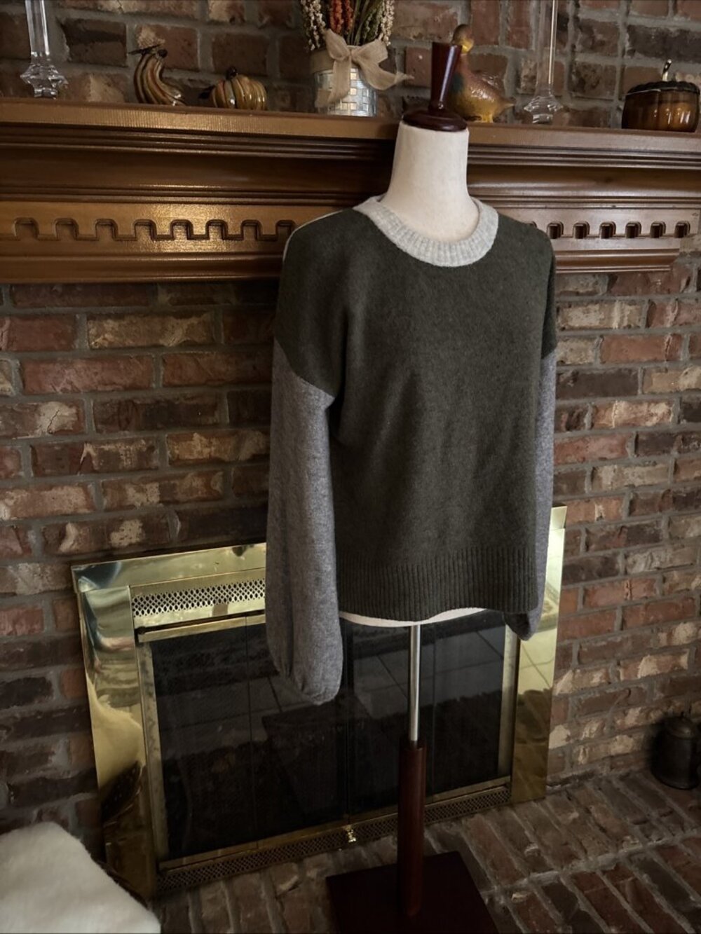 Madewell Soft Green & Gray Sweater Size Medium Alpaca & Wool NWT
